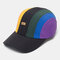 Unisex Casual Sports Creative Stitching Rainbow Melon Leather Cap Baseball Cap - Multi Color