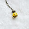Collar de flores secas con bola de cristal redonda vintage, rosa amarilla Mujer, cadena de clavícula - 05