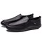 Men Low Top Pure Color Comfy Soft Sole Slip On Casual Loafers - Black