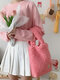 Women Cute Plush Lamb Wool Handbag Tote - Pink