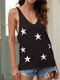 Stars Printed V-neck Tank Top For Women - Black