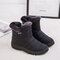 Large Size Women Winter Antiskid Waterproof Plush Lined Zipper Short Boots - Black
