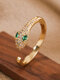 Vintage Snake-shape Inlaid Zircon Opening Adjustable Copper Ring - Gold