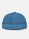 Unisex Polyester Cotton Fish Scale Solid Color Knitted Adjustable Fashion Brimless Beanie Landlord Cap Skull Cap - Blue