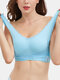 Girls Plus Size Lace Solid Color Wireless Sports T-Shirt Bras - Blue