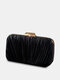 Women Satin Fashion Multi-Carry Solid Color Elegant Handbag Dinner Bag - Black