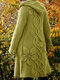 Flower Hooded Long Sleeve Solid Color Cardigan For Women - Yellow