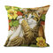 Oil Printing Style Floral Baby Cat Linen Cushion Cover Home Sofa Art Decor Throw Pillow Cover - #1