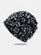 महिला शिफॉन दोहरे उपयोग ओवरले फ्लोरल प्रिंटेड इलास्टिक कैजुअल स्कार्फ बेनी हैट - काली