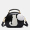 المرأة القط نمط حقيبة يد حقيبة كروسبودي - أسود