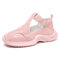 Women's Large Size Breathable Wearable Silod Color Hollow Sport Sandals - Pink