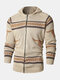 Mens Ethnic Style Vintage Zipper Front Casual Fit Sweater Jackets - Khaki
