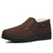 Men Cloth Plush Lining Warm Slip On Casual Shoes  - Brown