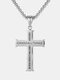 Trendy Simple Letter Pattern Cross-shaped Pendant Titanium Steel Necklace - Silver