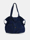 Menico Women's Oxford Cloth Lazy Style Messenger Bag Large-capacity Shopping Bag Literary Shoulder Handbag - Navy