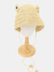 Women Straw Woven Solid Color Frog Shape Cute Fashion Sunscreen Straw Hat - #04