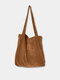 Retro Corduroy Large Capacity Tote Handbag - Brown