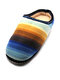 Women Colorful Stripes Stitching Closed Toe Soft Comfy Warm Home Slippers - Blue-yellow Stripes