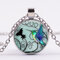 Fashion Creative Blue Hummingbird Pendant Necklace Round Glass Women Necklace Jewelry Gifts - White