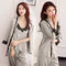 Three-piece Long Sleeve Simulation Silk Strap Lace Lace Sexy Ice Silk Home Service - Grey