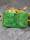 Men Retro Genuine Leather Folds Old Card Case Wallet - Green