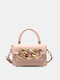 Women Faux Leather Fashion Solid Color Chain Rivet Handbag Crossbody Bag - Pink