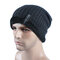 Men Winter Thick Bonnet Knitted Caps Hat Outdoor Warm With Plush Skullies Beanies Hat - Navy