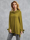Turtleneck Bandage Long Sleeve Solid Color Blouse For Women - Yellow