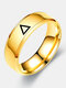 Trendy Simple Carved Triangle Pattern Glossy Circle-shaped Stainless Steel Ring - Gold