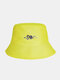 Unisex Cotton Snake Pattern Print Simple Versatile Sunscreen Bucket Hat - Fluorescent Yellow