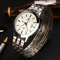 YAZOLE Stainless Steel Analog Display Date Waterproof Quartz Watch Business Wristwatch for Men - White