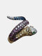 Vintage Colored Inlaid Diamond Men Ring Snake-Shape Women Ring Jewelry Gift - Gold