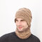 Men 2/3PCS Plus Velvet Keep Warm Winter Neck Protection Headgear Scarf Full-finger Gloves Knitted Hat Beanie - #05