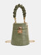Women's PU Personalized Chain Crossbody Bag Korean Fashion Crocodile Bucket Bag Solid Color Leisure Shoulder Bag - Green