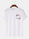 Mens Plum Bossom Chest Print Cotton Short Sleeve T-Shirts - White