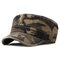 Men Camouflage Simple Washed Cotton Flat Top Caps Hat Adjustable Outdoor Travel Sunscreen Army Caps - Coffee