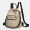 Women 2Pcs Anti theft Genuine Leather Solid Casual Backpack Crossbody Bag Shoulder Bag - Khaki