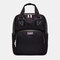Women Nylon Waterproof Solid Bag Multifunction Backpack - Black