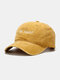 Unisex Washed Cotton Solid Color Letter Embroidery Sunshade Simple Baseball Cap - Yellow