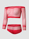 Damen Sexy Net Transparent Slashes dünne atmungsaktive bequeme Pyjama-Sets - rot