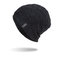 Men Women Beanie Hats Thicken Fabric Label Head Cap Knitted Sweater Caps - Black (hat)