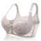 H Cup Front Closure Gather Embroidery Plus Size Push Up Thin Bra By Newchic - Nude
