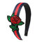 Women's Retro Hairband Embroidery Rose Flower Hair Accessories - Blue