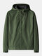 Mens Outdoor Sport Waterproof Quick Dry Zipper Pocket Drawstring Hooded Jackets - Army Green