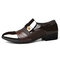 Large Size Men Stylish Splicing Slip On Business Formal Dress Shoes - Brown