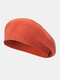 Women Knitted Solid Color All-match Octagonal Hat Beret - Orange