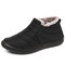 Men Waterproof Fabric Plush Lining Slip On Casual Ankle Boots - Black