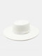 Unisex Woolen Felt Solid Color Bandage Bowknot Decoration Concave Top Fedora Hat - White