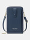 Women RFID Faux Leather Casual Multifunction Touch Screen Crossbody Bag Phone Bag - Blue