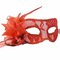 Halloween Party Transparent Lace Flower Mask - Red